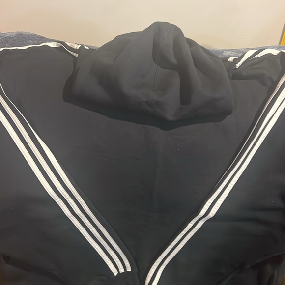 Adidas Black Hooded Sweatsuit with White Stripes - Picture 8 of 8